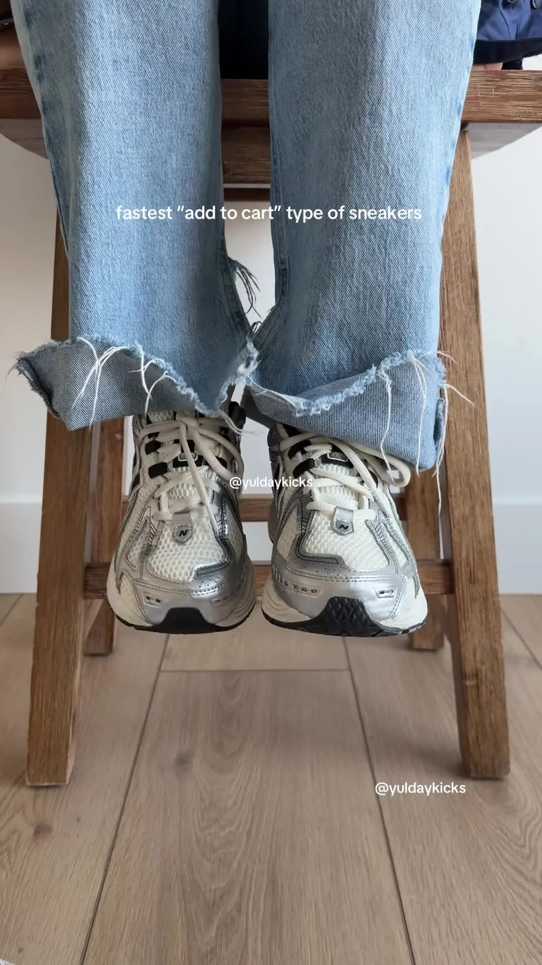 New Balance 1906R silver metallic worn with denim